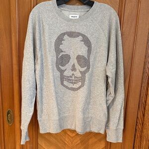Zadig & Voltaire Upper Skull Studs Heather Gray Sweatshirt Top